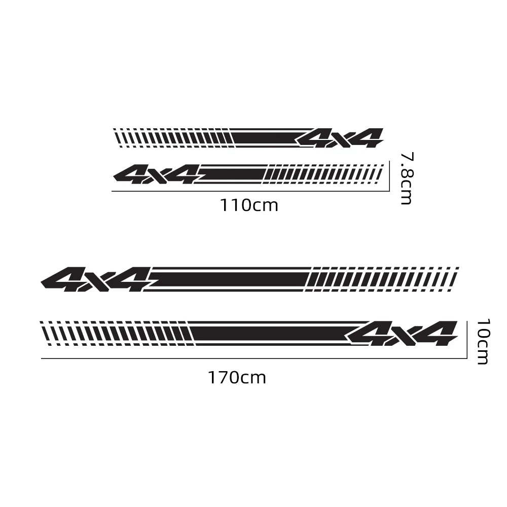 4x4 Off-Road Side Stripe Decal | 2-Piece Self-Adhesive Vinyl Sticker for Pickup Trucks & SUVs