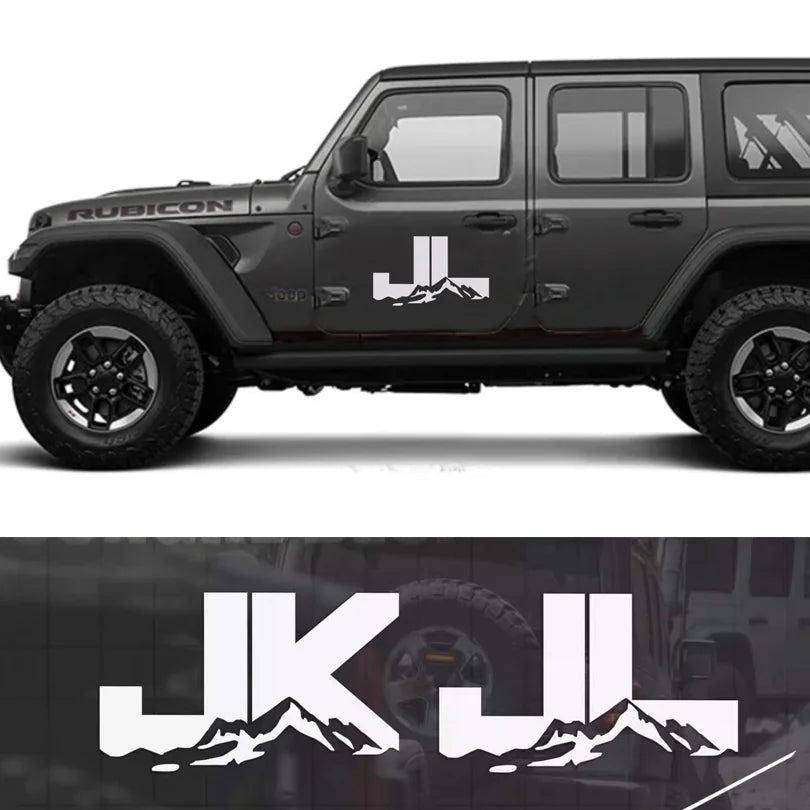 Mountain & Letter Blackout Decal Kit for Jeep Wrangler JK/JL (2007–2020) | Full Body Vinyl