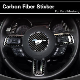 Carbon Fiber Steering Wheel Trim Sticker for Ford Mustang | 4-Piece Interior Set
