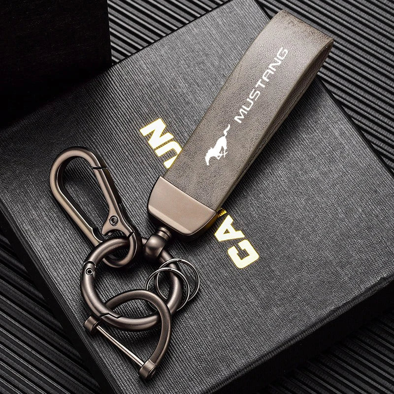 Leather Alloy Keychain Keyring Pendant for Ford Mustang / Fiesta / Focus / Mondeo | Gift
