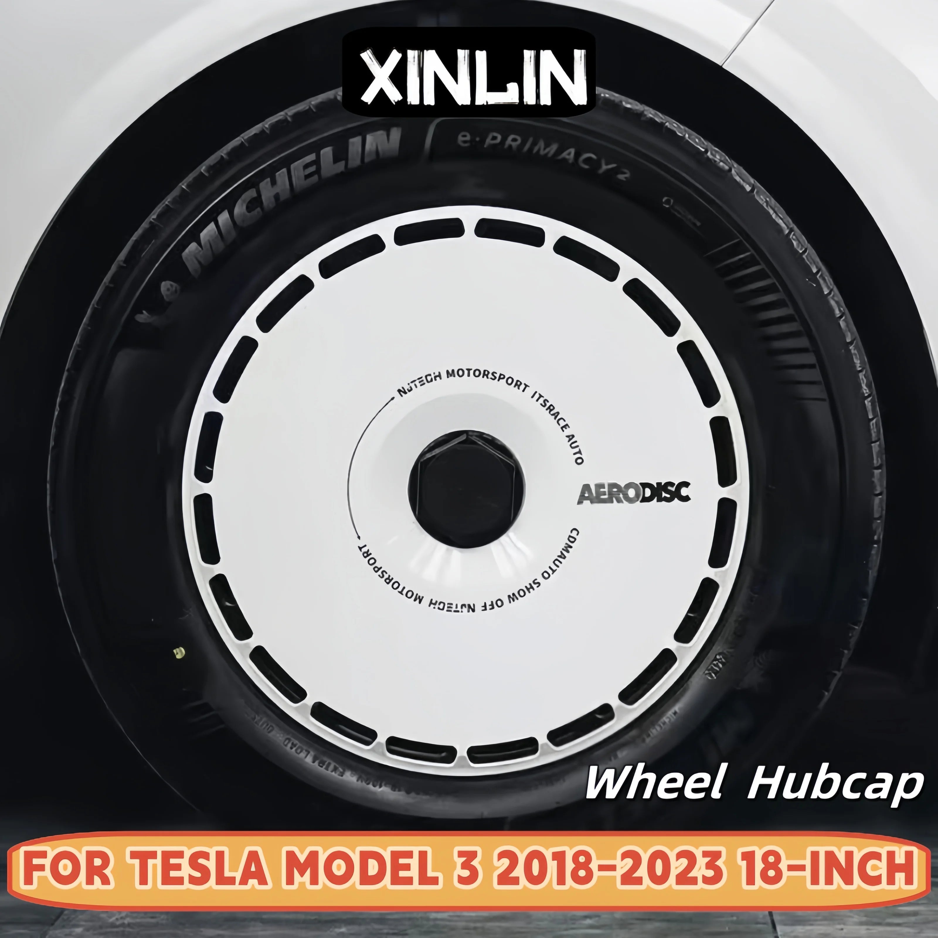 18" Performance Replacement Hub Cap Wheel Covers for Tesla Model 3 (2018–2023) | 4-Piece Full Rim Set
