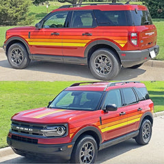 Retro Sunset Stripe Decal Kit for Ford Bronco Sport | Hood & Waist Line Vinyl Graphics