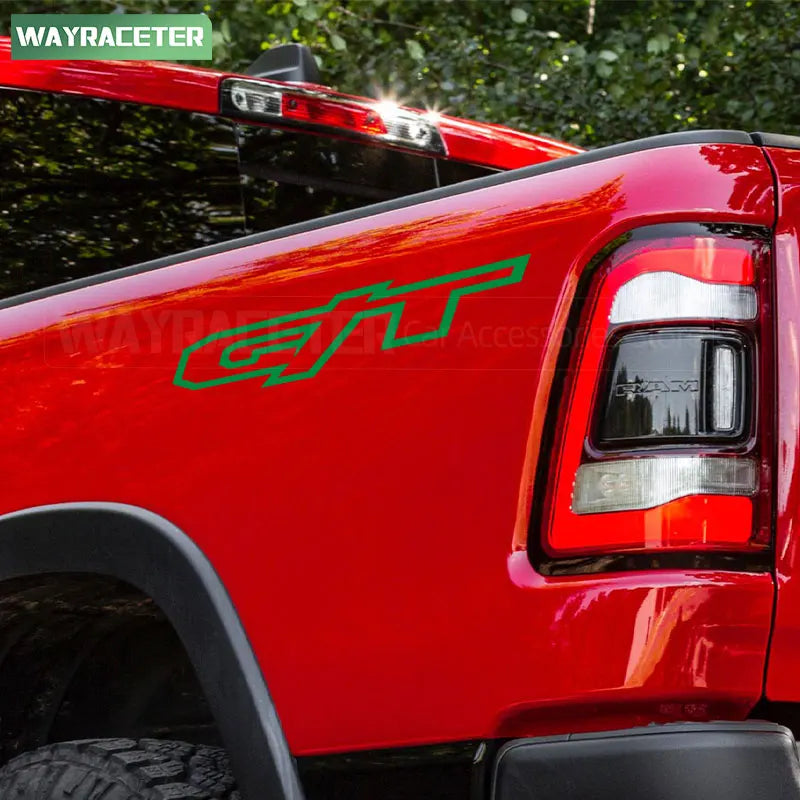 2 Pcs GT Rear Trunk Side Body Graphics Vinyl Decal Sticker For Dodge RAM 1500 2021 2022 2023 2024 Laramie Crew Cab Accessories