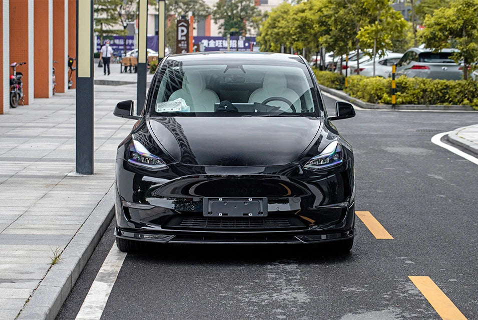 Front Bumper Lip Splitter for Tesla Model Y (2019–2024) | Carbon Look, Matte Black & Gloss Black ABS