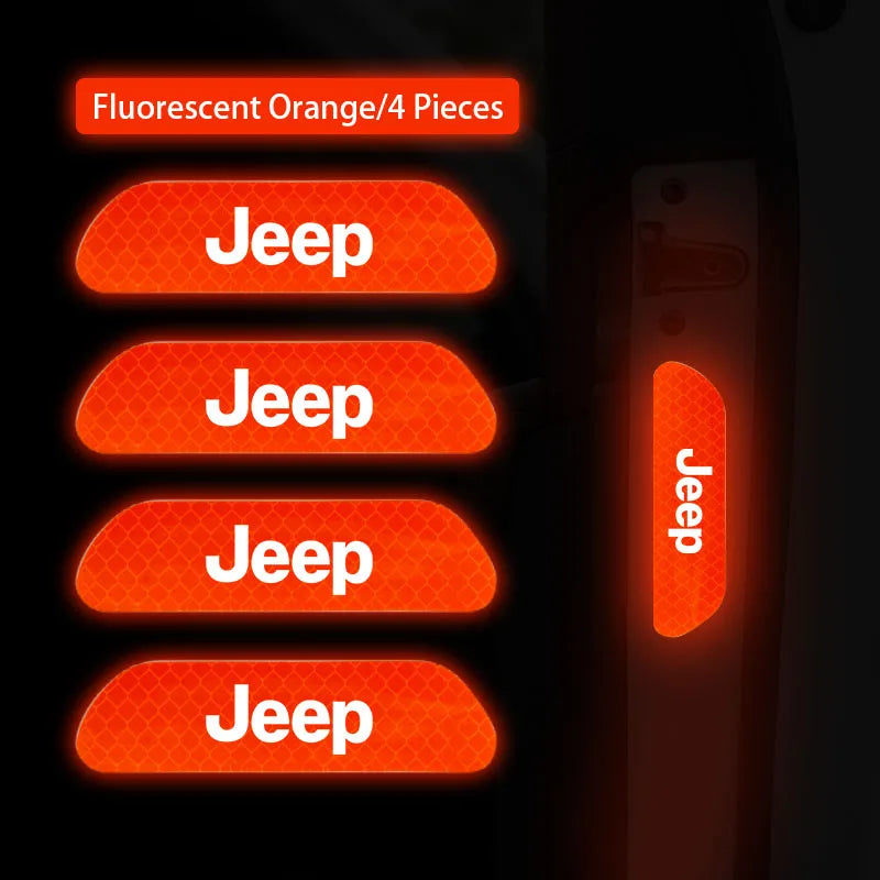 Door Reflective Safety Warning Stickers for Jeep Wrangler / Rubicon | 4-Piece JEEP Mark