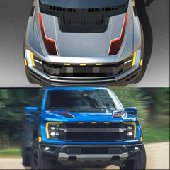 Hood Scoop Stripe Decal for Ford F-150 Raptor Gen 3 (2021–2023) | Precut Bonnet Vinyl Graphics