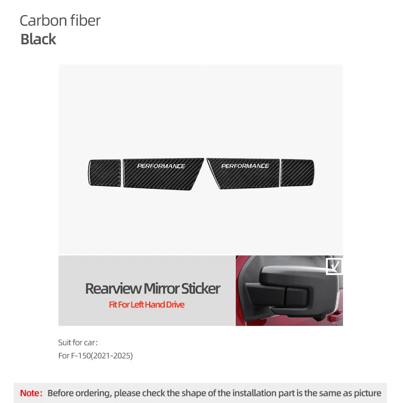 Real Carbon Fiber Rearview Mirror Trim for Ford F-150 SVT Raptor (2021–2025) | BetterHumz LHD/RHD
