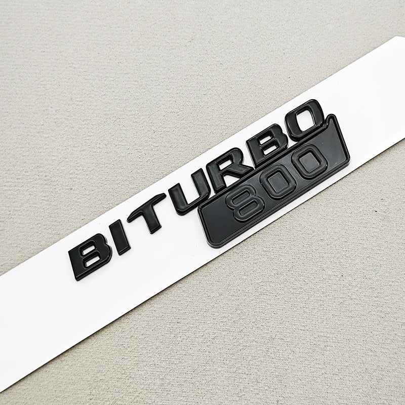 Gloss Black BITURBO 800 / 900 Side Fender Emblem Decal for Mercedes-Benz AMG | Badge Sticker
