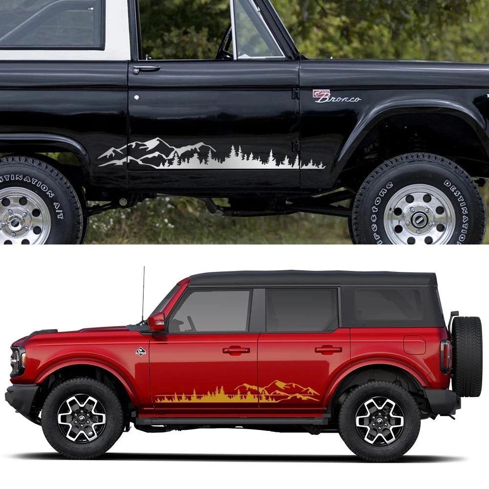 2PC Ford Bronco 2021-2023 Forest Mountain Range Graphics - Vinyl Decal Accessories