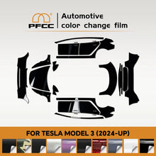 Load image into Gallery viewer, Precut Color Change PPF for Tesla Model 3 Highland (2024–2025) | Black &amp; Glacier Blue PET Film