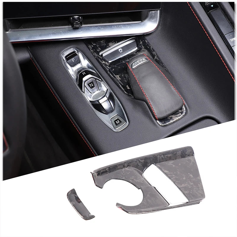 Real Carbon Fiber Cover For Chevrolet Corvette C8 2020 2021 2022 2023 Car Console Gear Shift Button Sticker Accessories