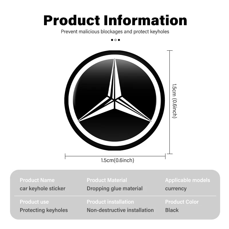 Door Keyhole Lock Protector Anti-Blocking Decal for Mercedes-Benz | 8-Piece Sticker Set