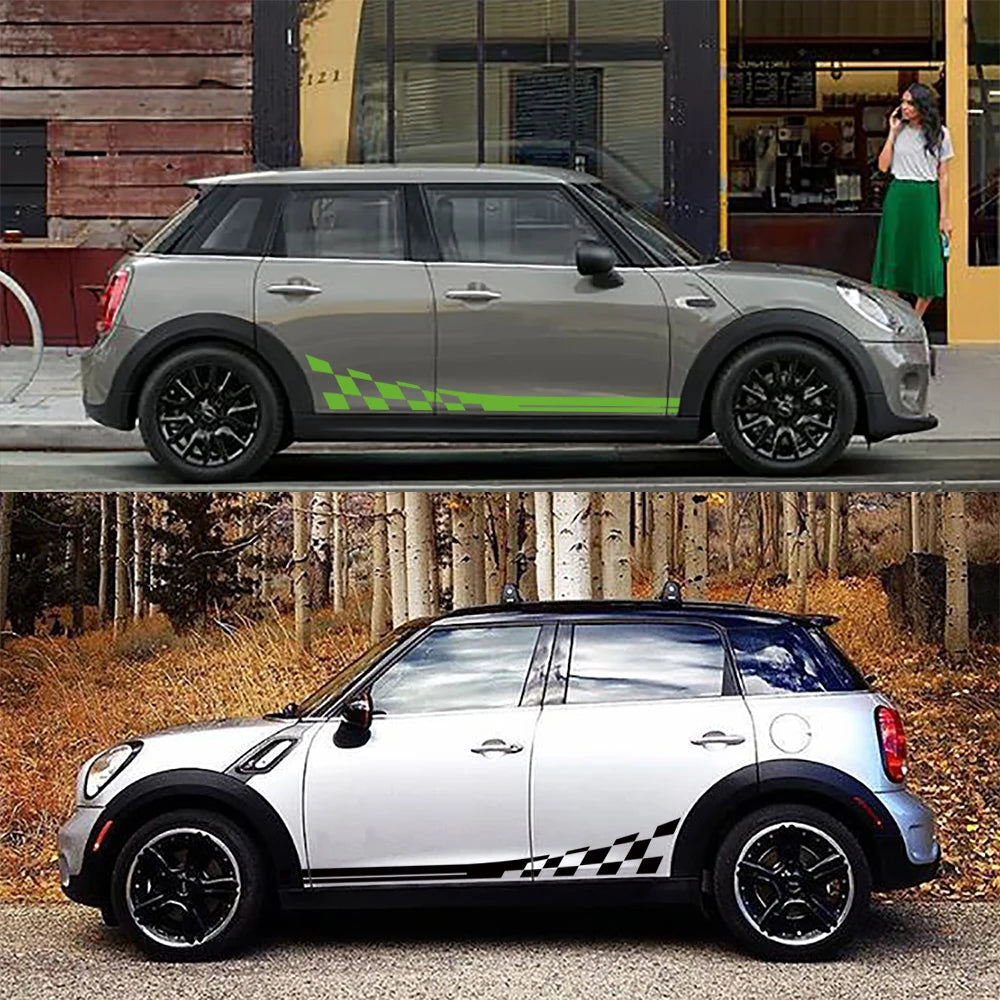 Checkered Flag Side Skirt Decals for Mini Cooper S / JCW / Clubman / Countryman | Racing Vinyl