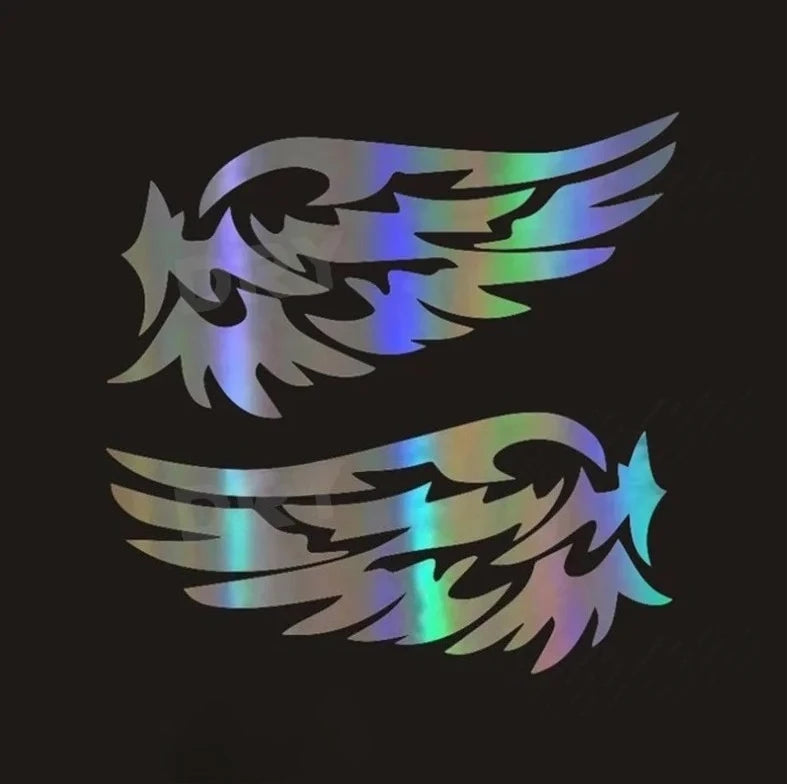 Angel Wings 3D Reflective Car Decal | 2-Piece Waterproof Vinyl Sticker for Cars & Motorcycles
