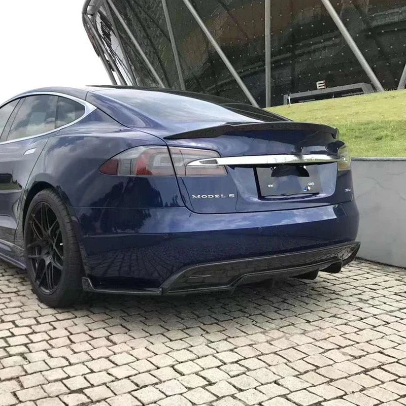 Real Carbon Fiber Rear Bumper Diffuser & Splitters for Tesla Model S (2017+) | Back Lip Body Kit
