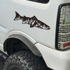 Forest & Fish Outdoor Adventure Decal | SUV, 4x4 & Off-Road Window Graphic Sticker