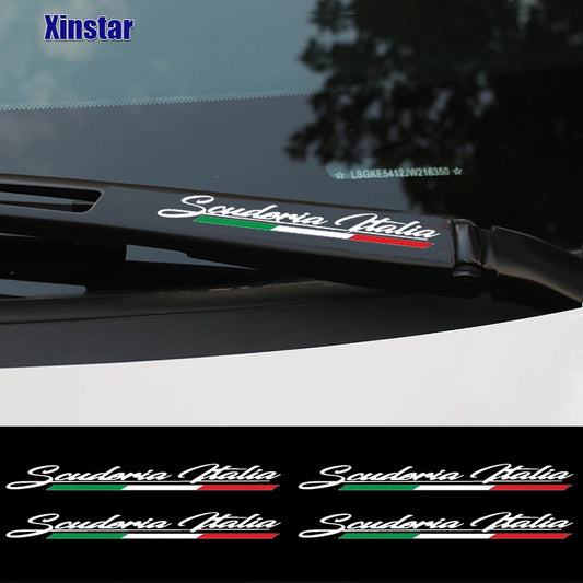 4PCS Scuderia Italia Windshield Wiper Stickers - Side Skirt Decals for Fiat 500, Abarth 595, 695