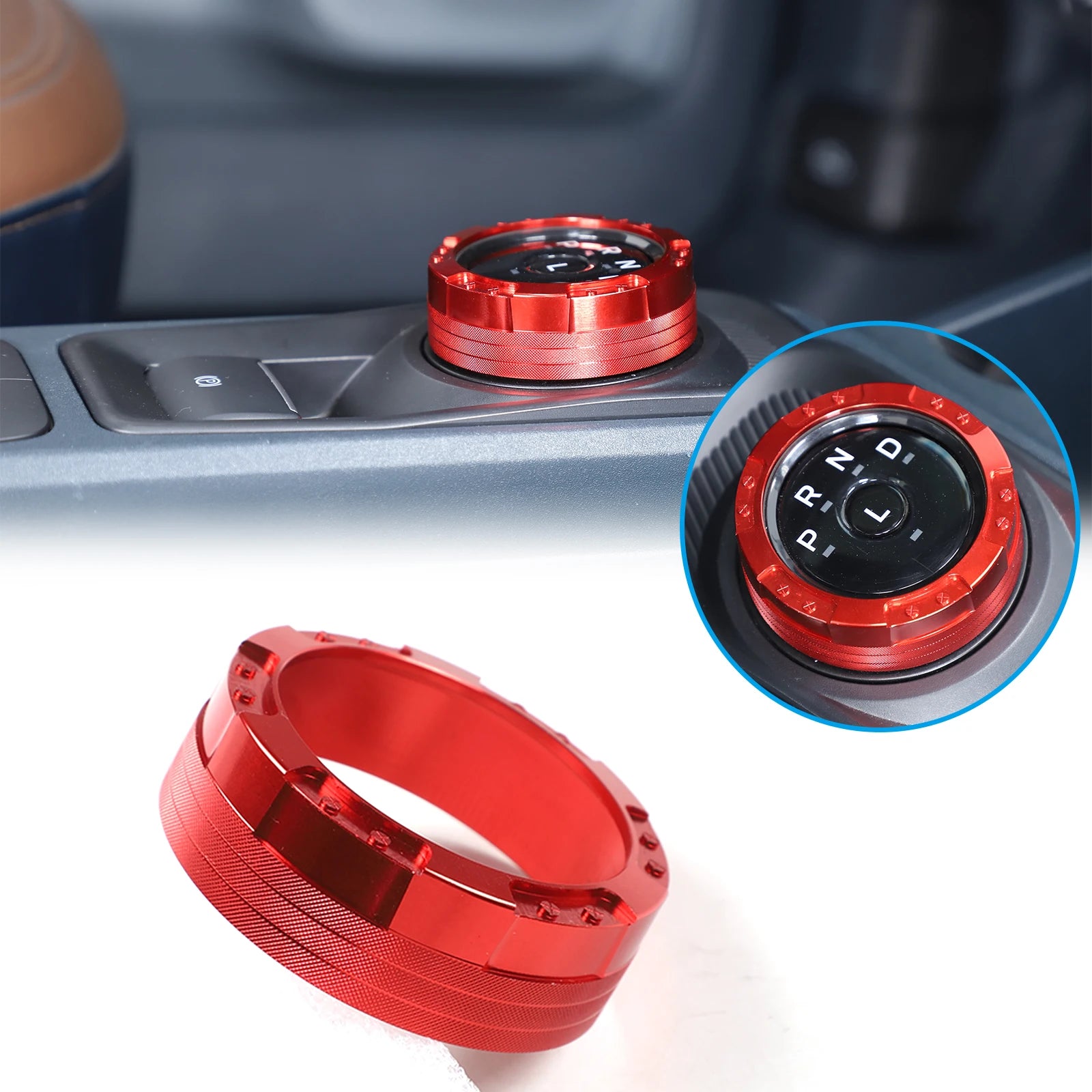 Aluminum Alloy Gear Shift Switch Button Ring Trim Cover | Mecha Style Knob (metyoucar ISO9001)