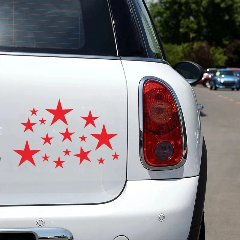 Star Pattern Car Decals | 24-Piece Waterproof Auto Tuning Vinyl Sticker Set for Bumper & Window