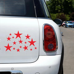 Star Pattern Car Decals | 24-Piece Waterproof Auto Tuning Vinyl Sticker Set for Bumper & Window