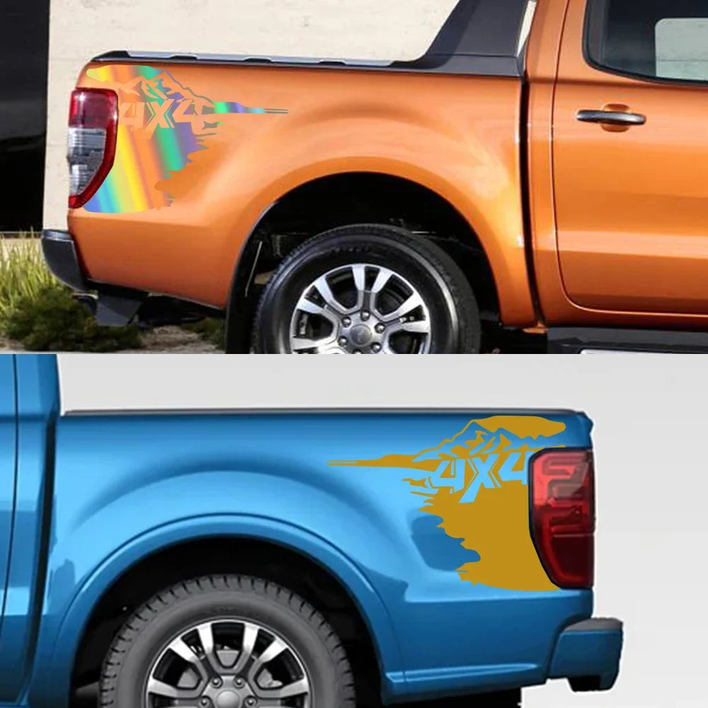 Universal 4x4 Side Bed Splash Decal | Fits Ford F-150, Toyota Hilux, Dodge RAM, Isuzu D-Max, Mitsubishi L200 & More