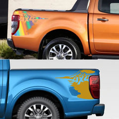 Universal 4x4 Side Bed Splash Decal | Fits Ford F-150, Toyota Hilux, Dodge RAM, Isuzu D-Max, Mitsubishi L200 & More