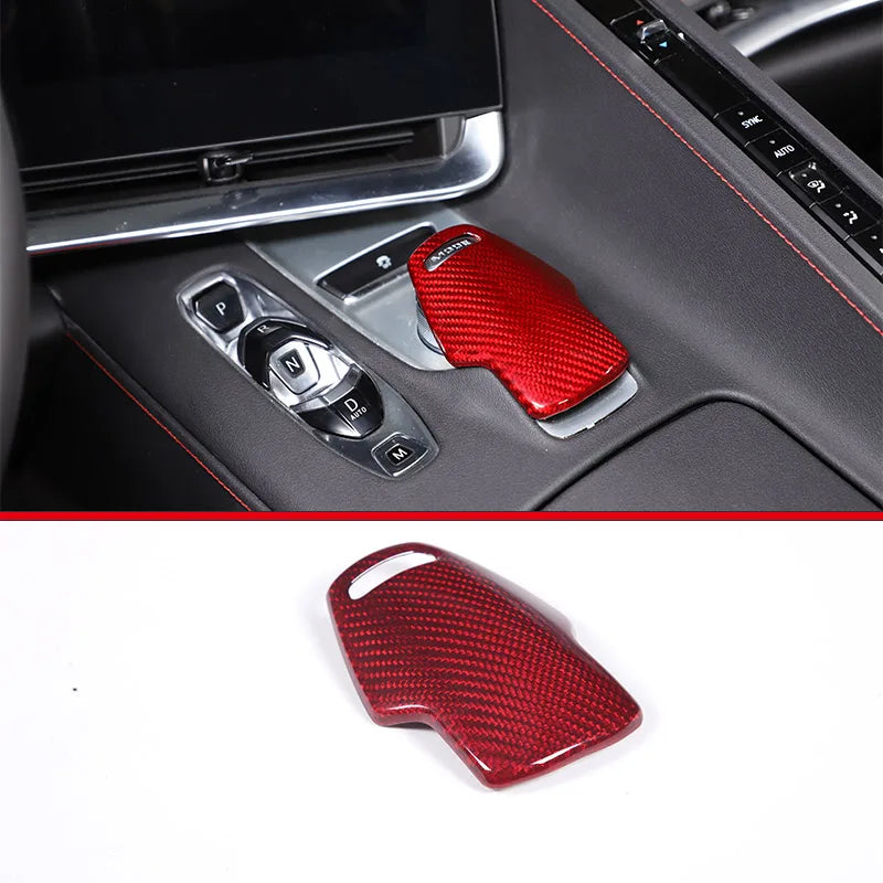 Real Carbon Fiber Cover For Chevrolet Corvette C8 2020 2021 2022 2023 Car Console Gear Shift Button Sticker Accessories