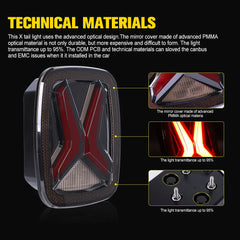 Rear LED Tail Lights for Jeep Wrangler CJ/TJ/YJ (1998–2006) | Universal X-Shape CE/DOT/EMARK
