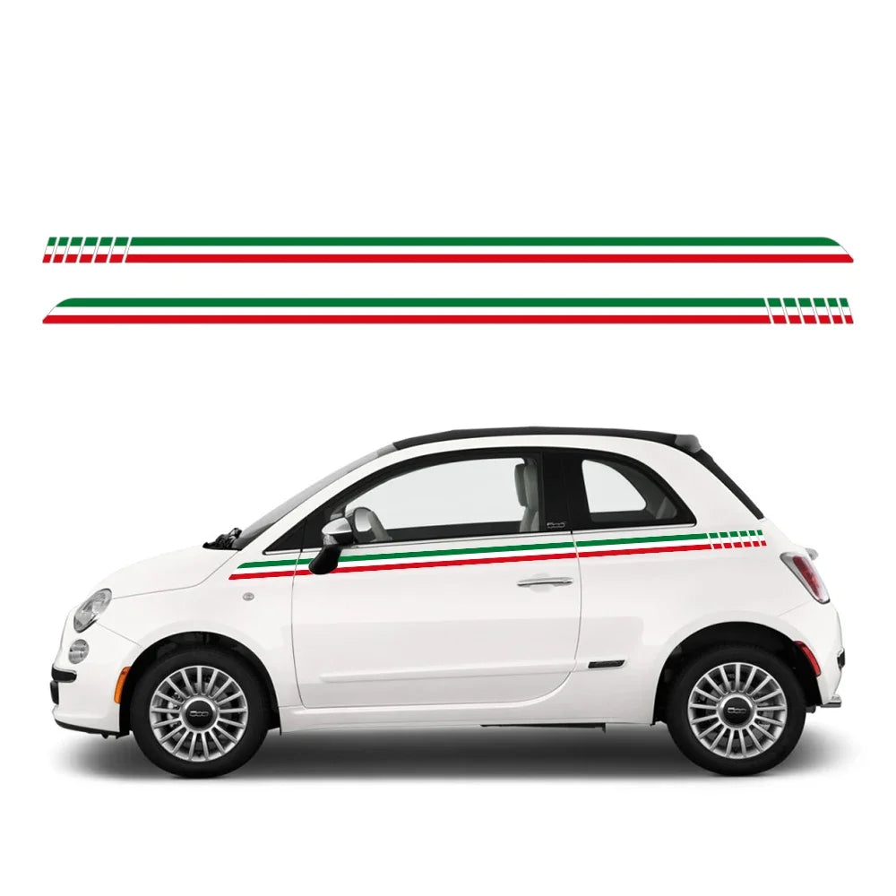 Italian Flag Racing Stripe Side Door Decal | Italy Tricolor Vinyl Graphic Sticker