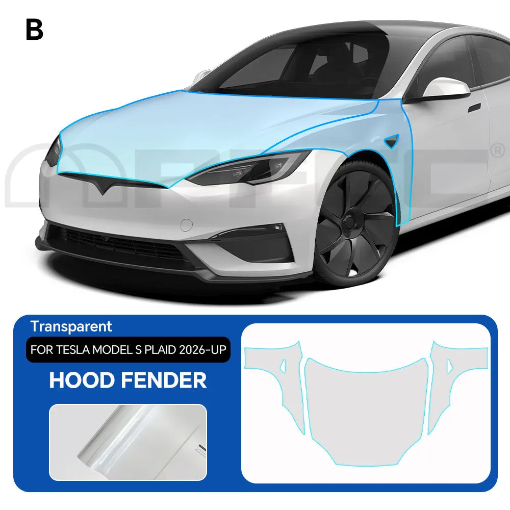 Precut PPF for Tesla Model S Plaid (2026+) | 9-Mil TPU Paint Protection Film Clear Bra