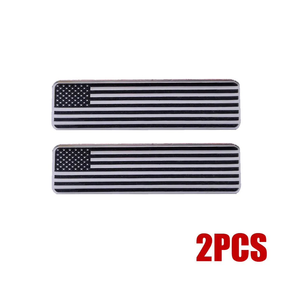2pcs Black Metal USA American Flag Car Tuning Emblem Badge Motorcycle Sticker Fairing Car Accessories Exterior Parts