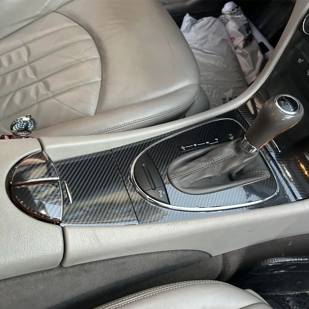 Interior Central Control Panel & Door Handle Trim for Mercedes-Benz E-Class W211 (2003–2008) | Carbon Fiber