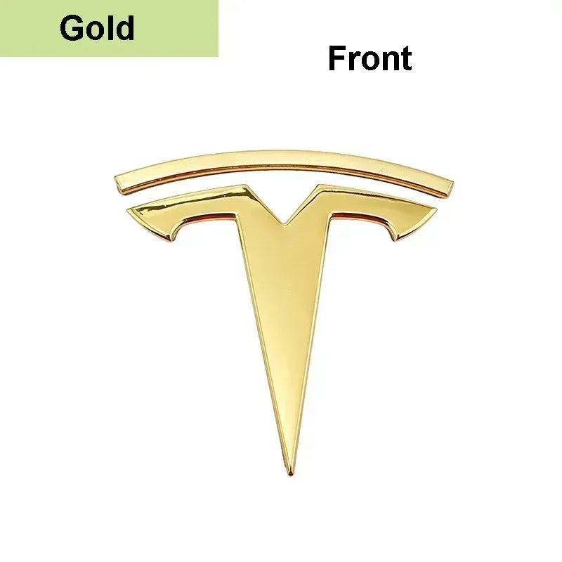 For Tesla Model 3 Mode Y Zinc Alloy Car Front Hood Logo Sticker Styling Auto Body Rear Trunk Emblem with Radian Accessories