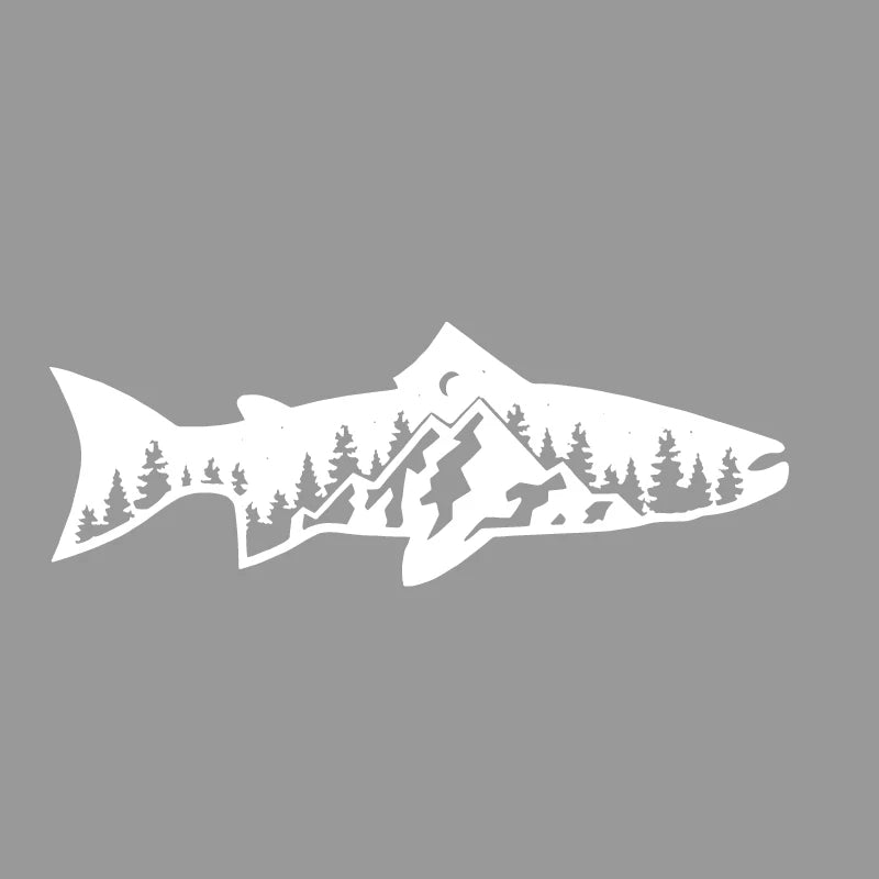 Forest & Fish Outdoor Adventure Decal | SUV, 4x4 & Off-Road Window Graphic Sticker
