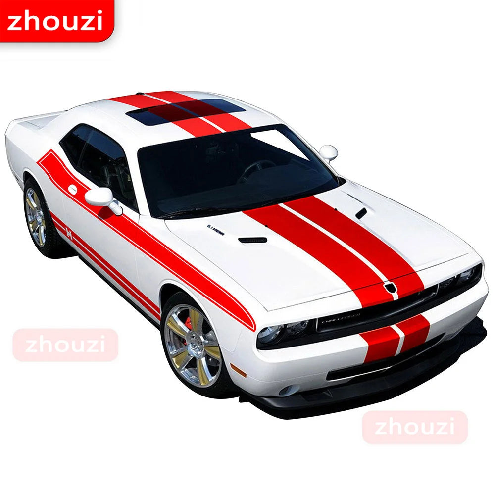 Dodge Challenger 2008-2020 Racing Stripe Kit - Side Door, Hood, Rear, and Side Skirt Decals