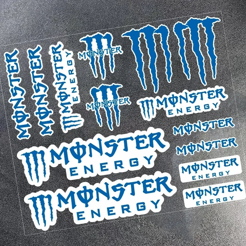 Monster Energy Motorcycle Side Strip Sticker - Reflective Vinyl Decals for Cars & Motorcycles