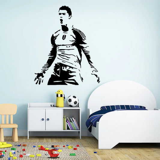 Cristiano Ronaldo Football Wall Sticker - Vinyl Soccer Athlete Mural for Kids’ Room & Bedroom Decor