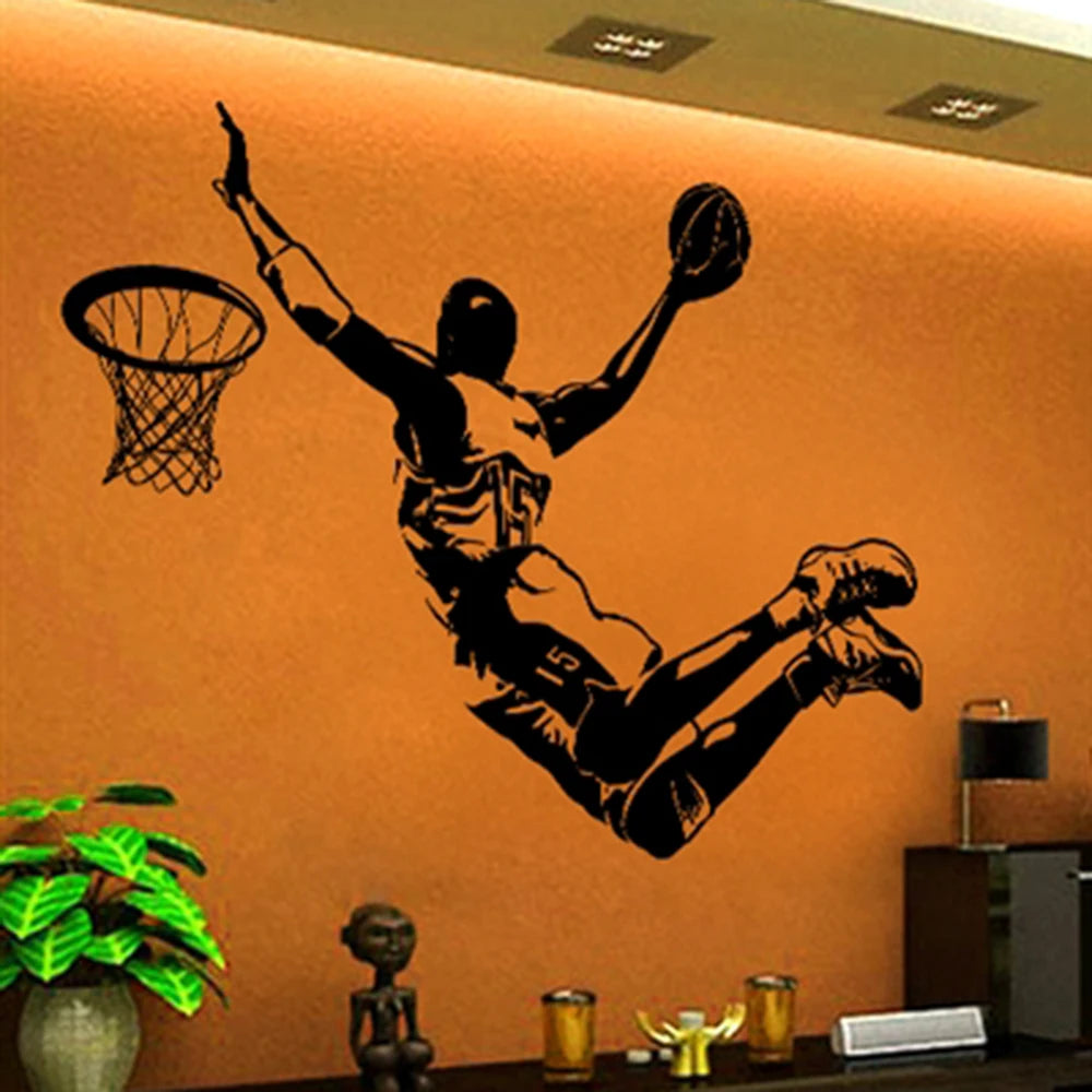 Large Basketball Dunk Wall Sticker - Sport Vinyl Decal for Boys' Room, Nursery, & Playroom Decor