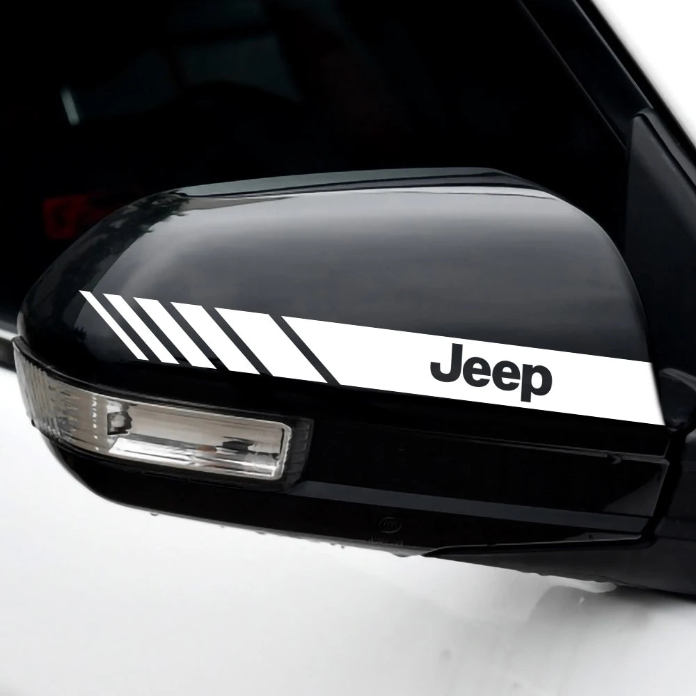 Rearview Mirror & Body Badge Emblem Decal for Jeep Renegade | 2-Piece Vinyl Sticker Set