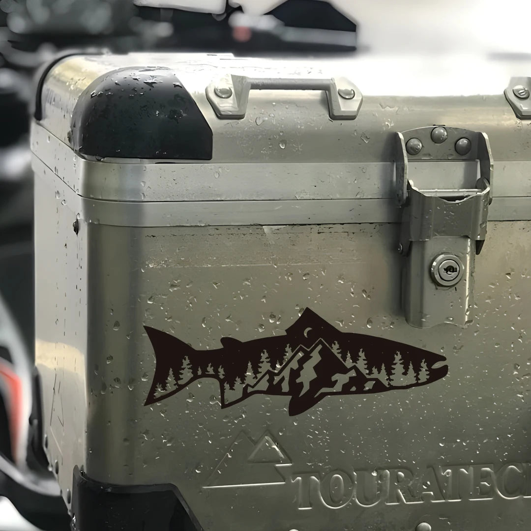 Forest & Fish Outdoor Adventure Decal | SUV, 4x4 & Off-Road Window Graphic Sticker