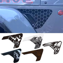 Cargar imagen en el visor de la galería, Eagle, Mountain Topo &amp; Honeycomb Fender Vent Decal for Jeep Wrangler JL / Gladiator JT (2018–2023) | Vinyl Graphics