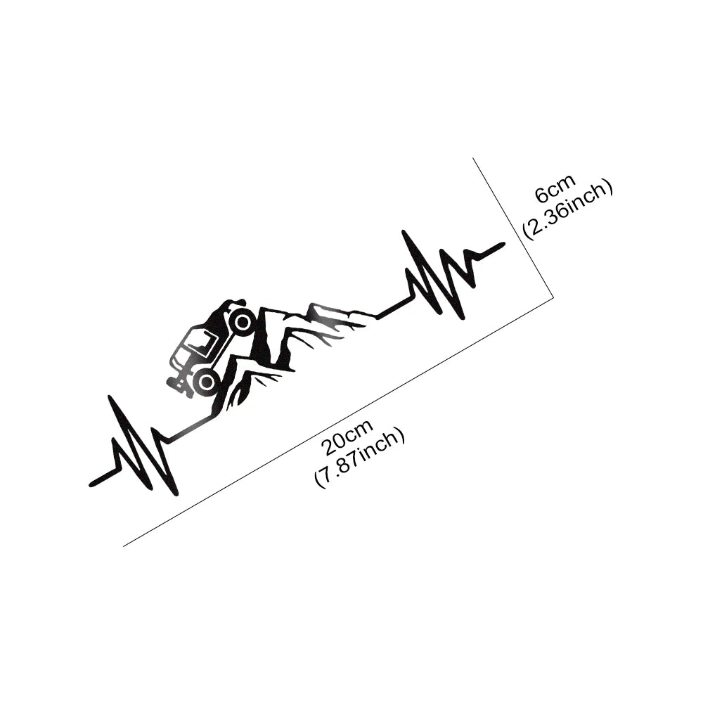 Reflective Heartbeat Off-Road Mountain Climb Vinyl Sticker – 4x4 Truck Windshield & Bumper Decal | 4 Colors