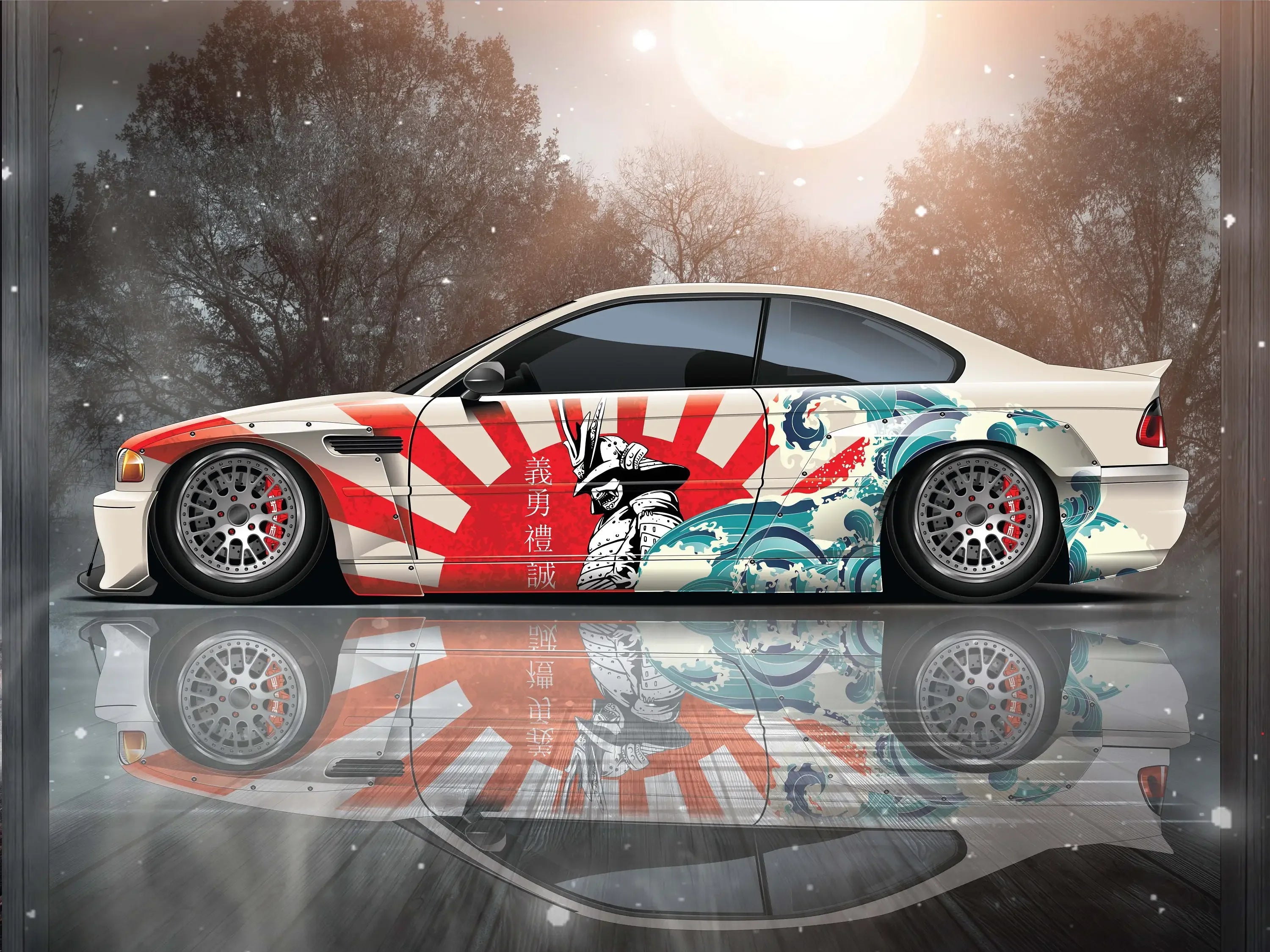 Samurai Car Wrap - Japanese Vehicle Livery Cast Vinyl Sticker for Anime-Inspired Car Decoration