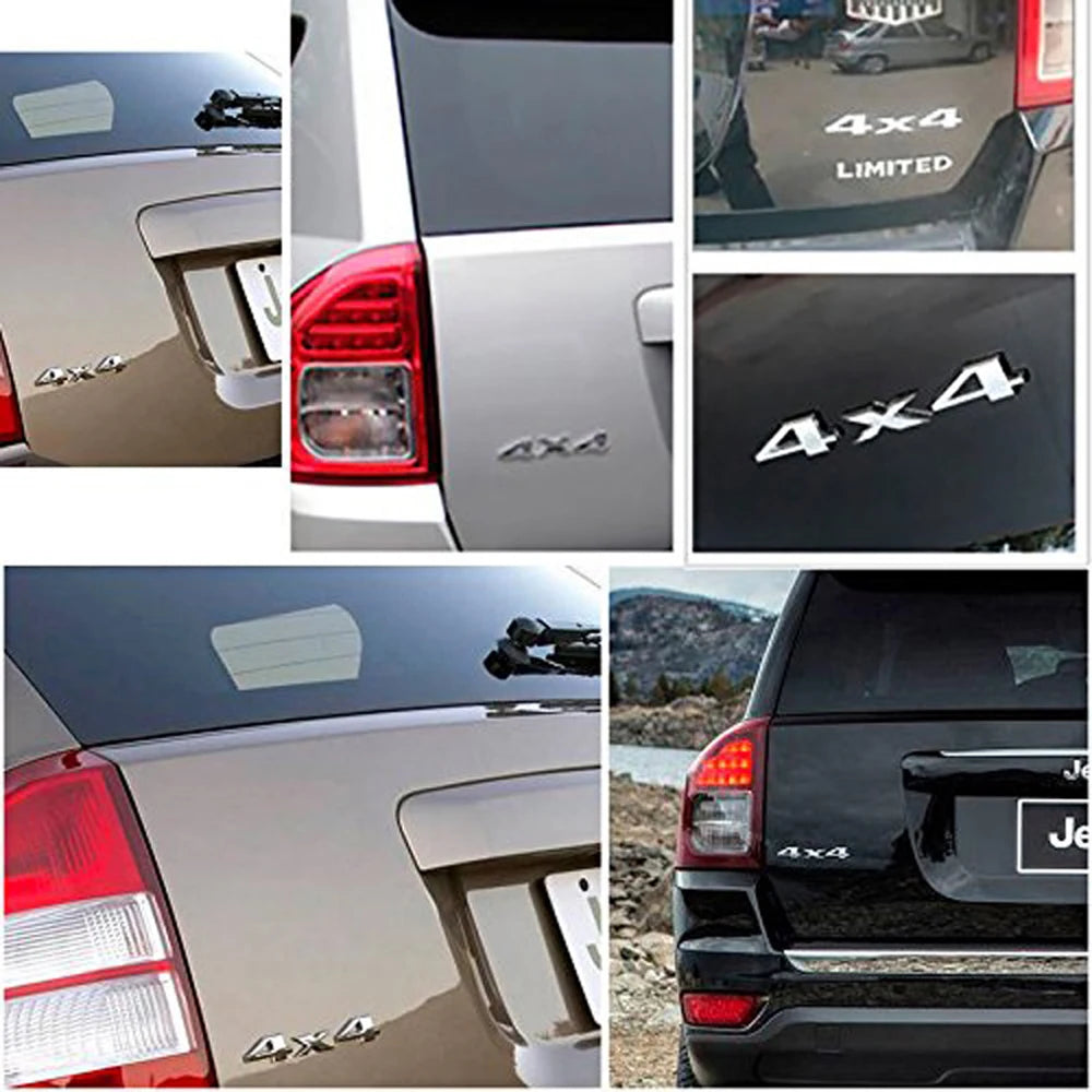 3D Chrome 4x4 Logo Decal Emblem Nameplate Badge for Jeep Liberty | Sticker