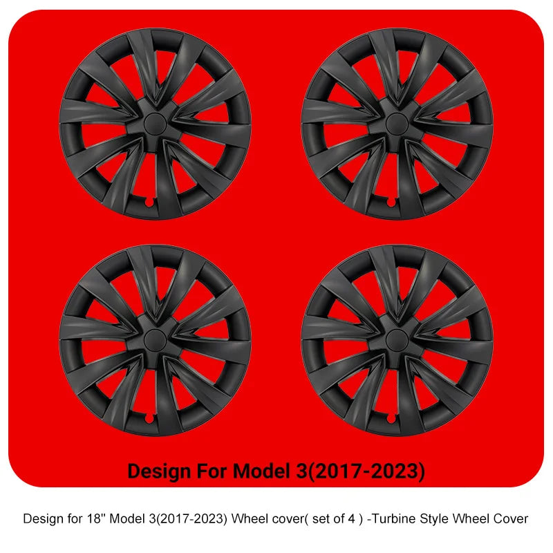 18" Sakura Style Hub Cap for Tesla Model 3 (2017–2023) | 4-Piece ABS Replacement Wheel Cover