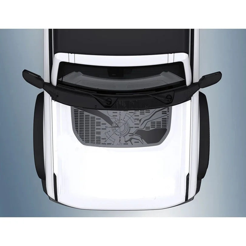 Retro Matte Topo Map & Compass Hood Decal | Off-Road Mountain Blackout Vinyl Wrap Sticker