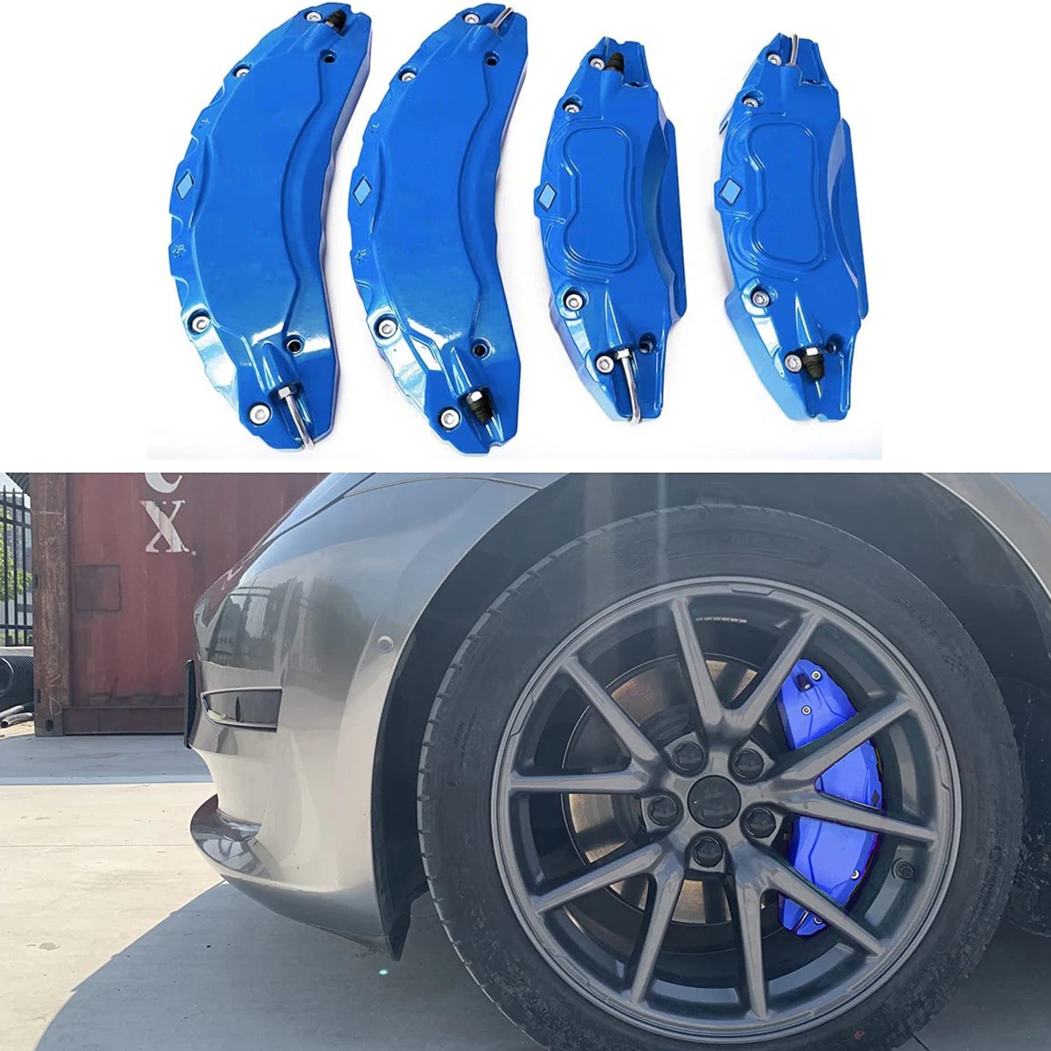 For Tesla Model 3 Brake Caliper Covers 2017 2018 2019 2020 2021 2022 2023 4pcs 18 19in wheel cover with Stickers(not fit 3 2024)