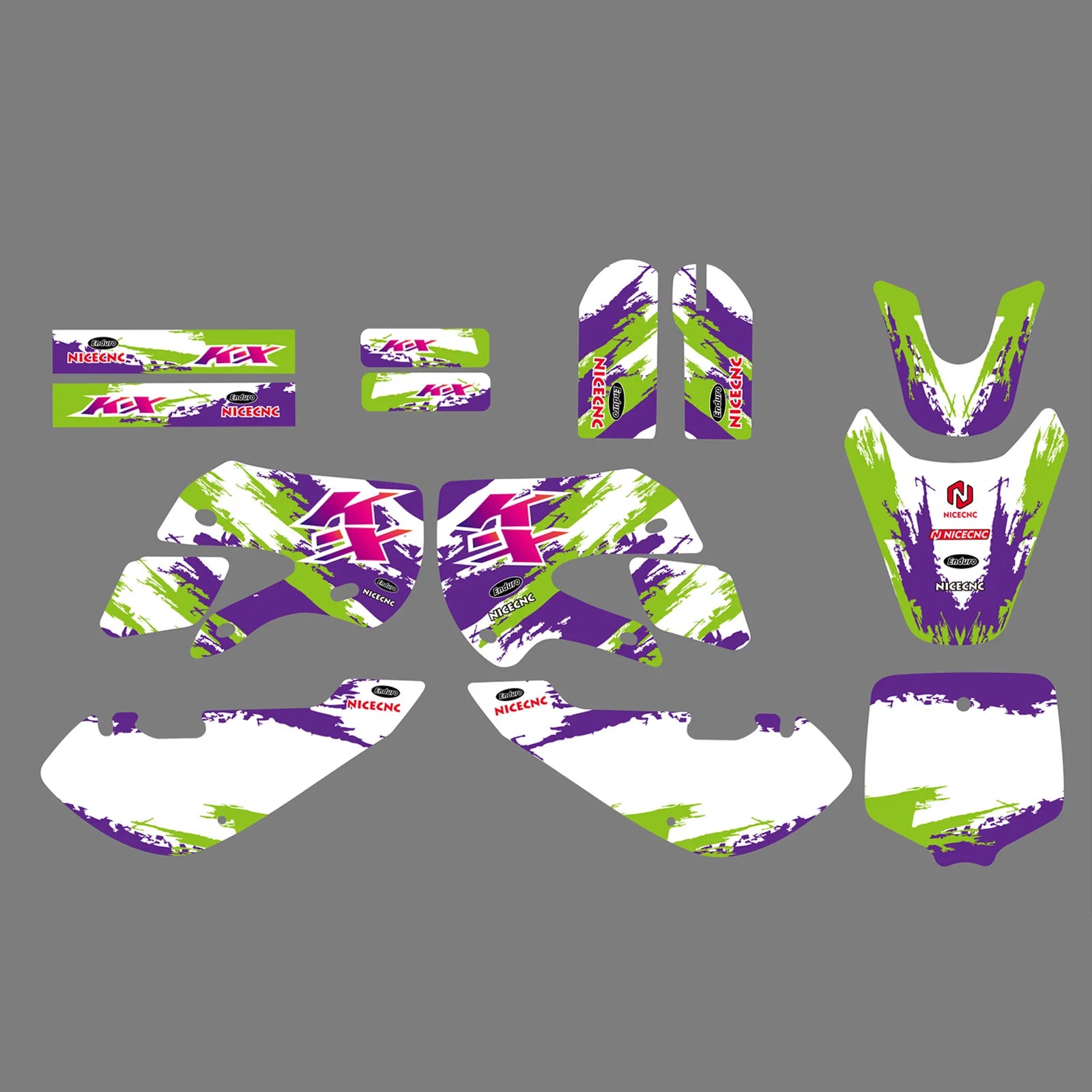 Custom Graphics Decal Kit for Kawasaki KX65 (2000-2015) & KLX110 (2000-2009) Motorcycle Fairings