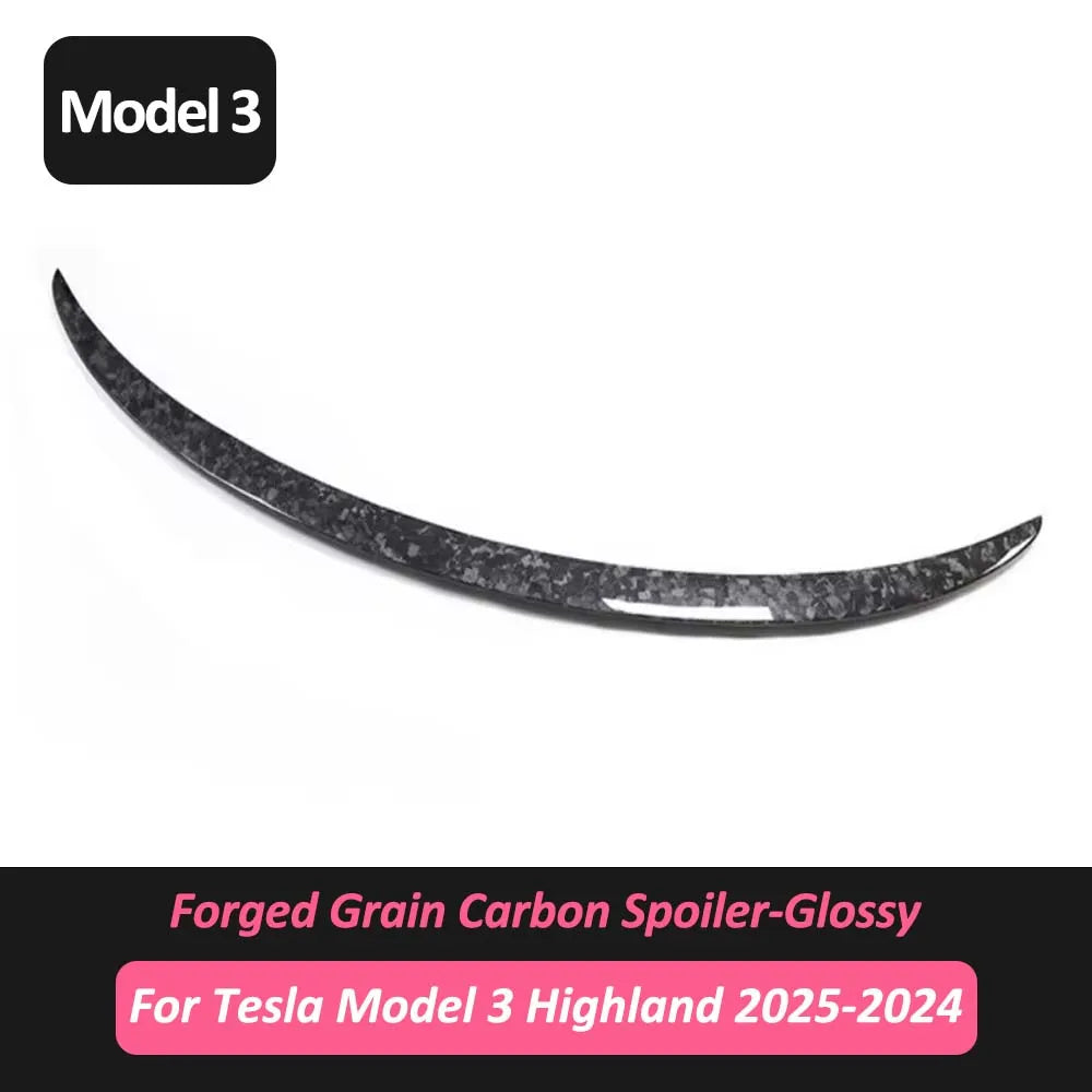 Forged Carbon Grain Rear Trunk Spoiler for Tesla Model 3 Highland (2024) | Gloss & Matte Finish