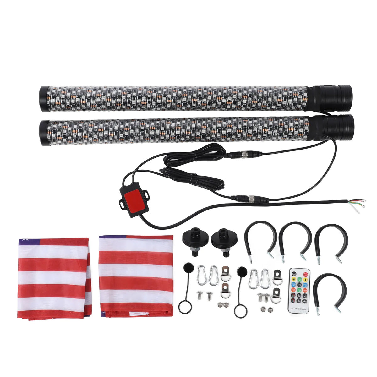 2pcs  Spiral RGB LED Whip Light 10 Speed Settings 300 Patterns Sound Activated Chasing Whip Lights for RZR UTV ATV Off Road